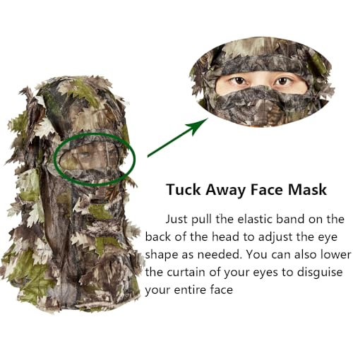 BYMT Tree Camo Full Face Mask Ghillie Camouflage 3D Leafy Headwear for Hunting