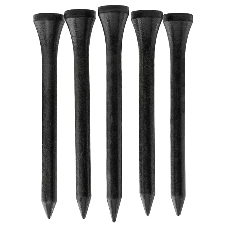 Eco-Friendly Bamboo Golf Tees - 100 PCS, 70mm Black