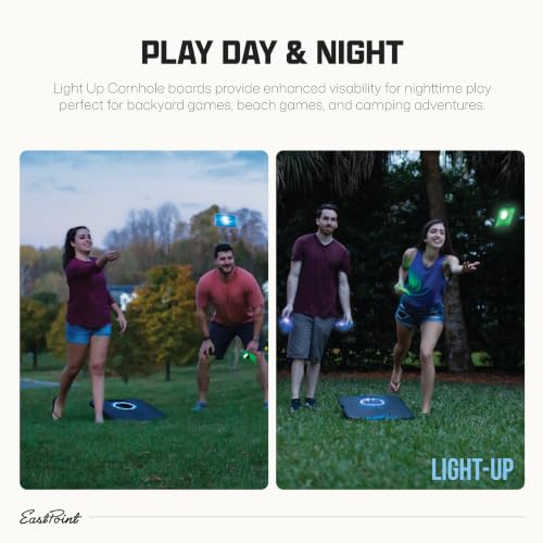 EastPoint Light-Up Cornhole Set with 2 Targets, 8 Bean Bags & LED Lights - Black/Blue