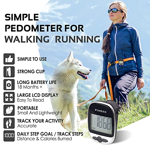 Portable Sport Pedometer - Step, Distance & Calories Tracker - Black