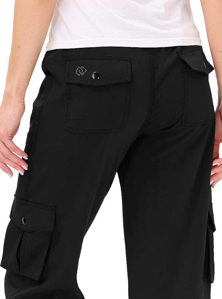 MoFiz Womens Capris with Pockets Loose Fit Casual Capri Pants Dressy Lightweight Ladies Baggy Cargo Pants for Hiking Black 3XL