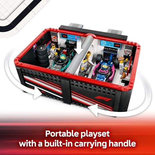 LEGO City F1 Garage Building Set with Race Cars and Minifigures