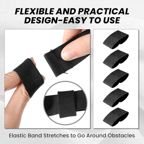 10Pcs Elastic Belt Keepers for 1.5 Inch Straps - Black