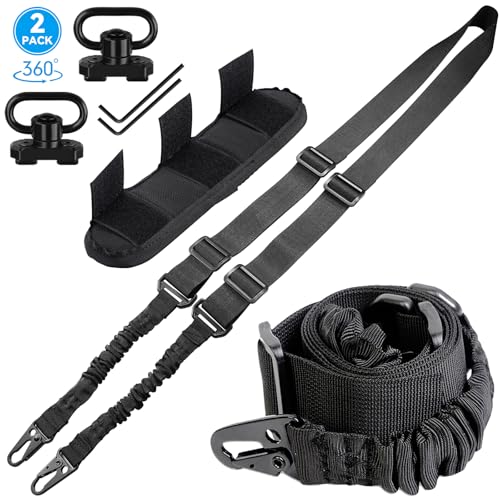 REERON Two-Point Sling Set with 360° Swivel Mount & Adjustable Shoulder Pad – Black