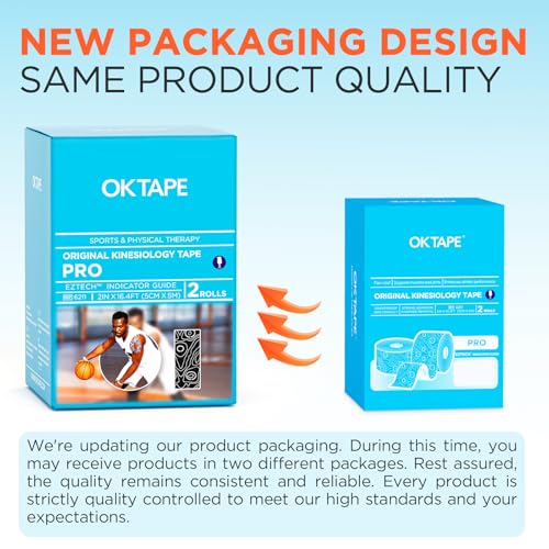 OK TAPE Kinesiology PRO Uncut Latex Free 2in x 16.4ft 2Rolls
