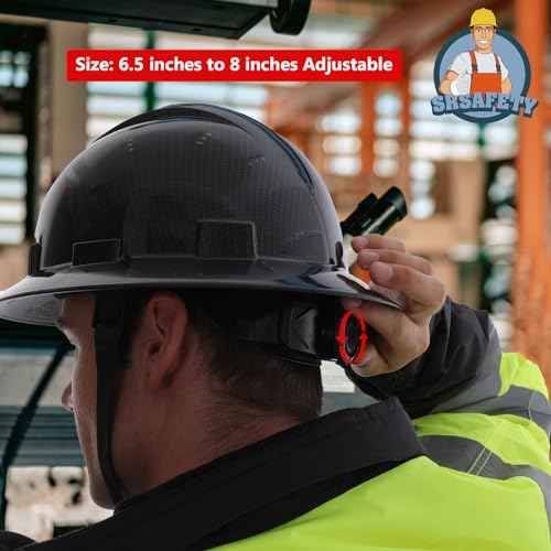 SRSAFETY Full Brim Hard Hat Carbon Fiber Design 6 Point Adjustable Ratchet Suspension OSHA Approved ABS Work Helmet for Men&Women ANSI Z89.1 Type I Class C