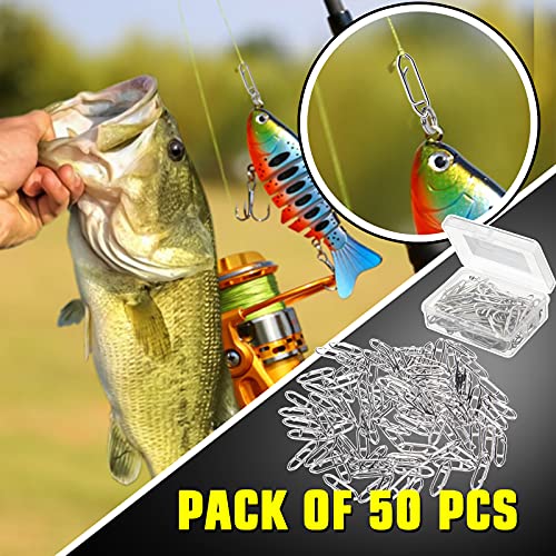 High Strength Fishing Clip Snap - Stainless Steel, 44lb, 50 pcs