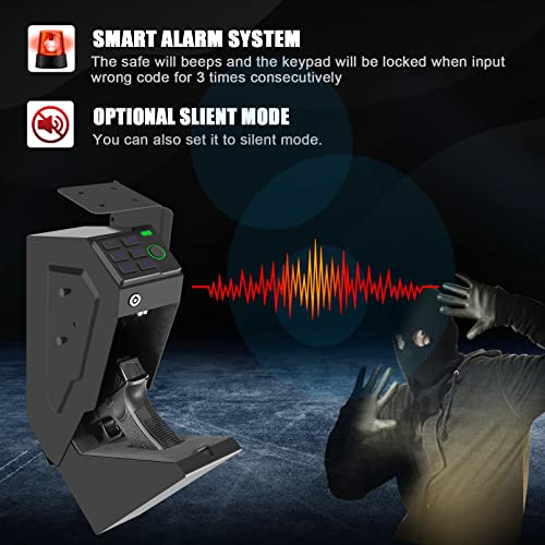 Biometric Handgun Safe - Upgraded Black, Hidden Mounting Design