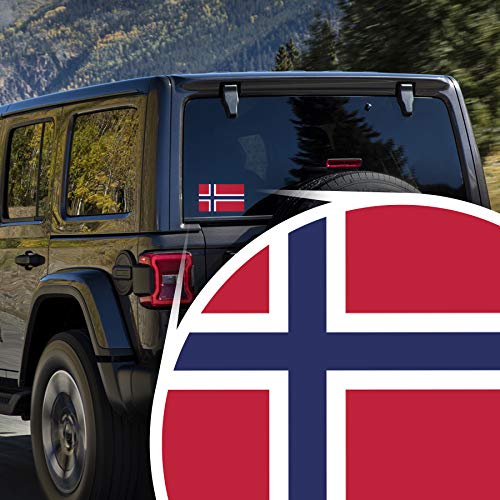 Norway Flag Vinyl Decal Sticker - 5x3 Inch Weatherproof 2-Pack