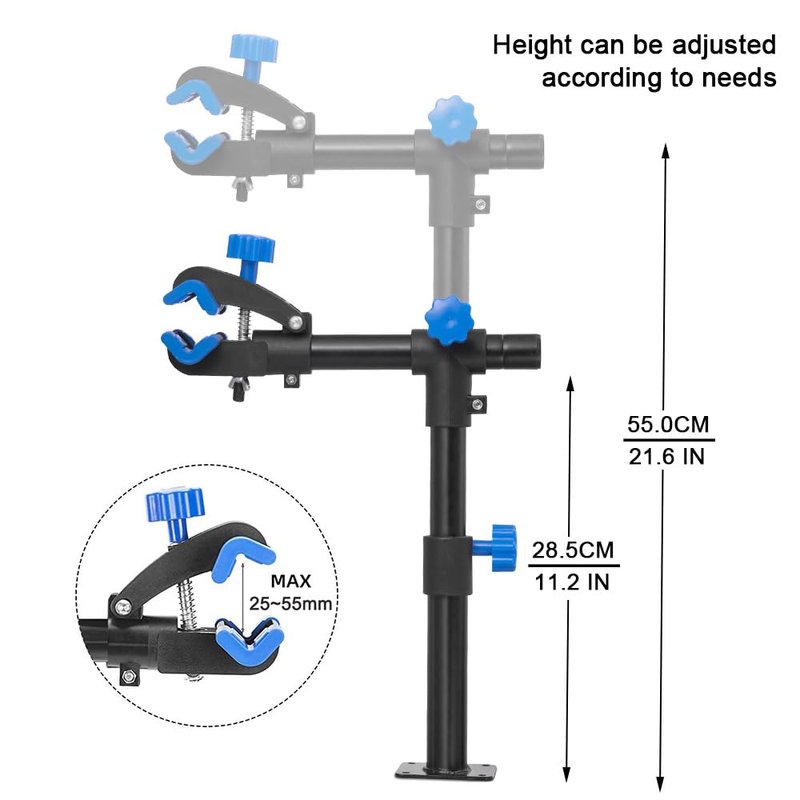 teraysun Bike Repair Stand (Max 66lbs)- Wall Bench Mount Workbench Rack Height-Adjustable 48~69cm, 360° Rotatable Clamp Fits 16''-29'' Bikes（BLACK）