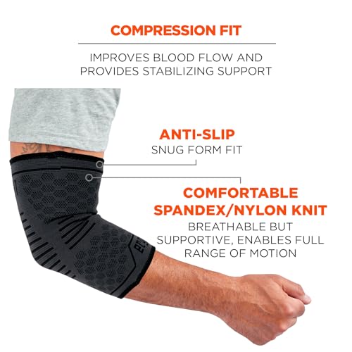 Ergodyne ProFlex 651 Elbow Compression Sleeve Medium Support Brace Black