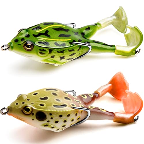 Topwater Frog Lure Kit - Realistic Prop Frog Soft Swimbait 2-1