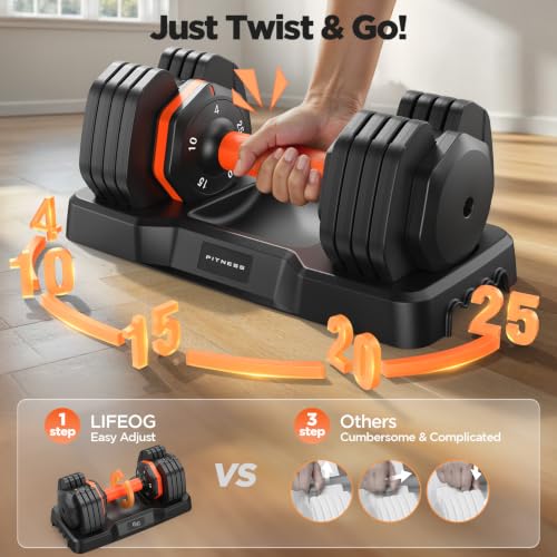 Adjustable Dumbbell Set of 2 - 25LBS 5-in-1 Weights with Storage Box