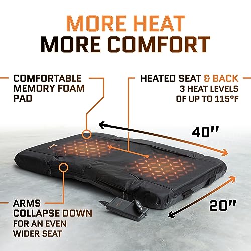 Heated Stadium Seat with Back Support - Double Heated 20"