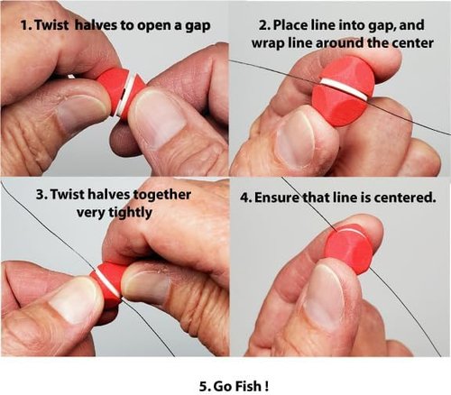 American Strike Indicator - Fly Fishing Line Float with Easy-On Unified Design | Red and White