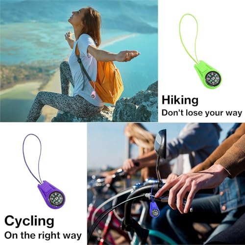 Mini Compass Keychain Set - Multicolor 12 Pack for Kids Hiking
