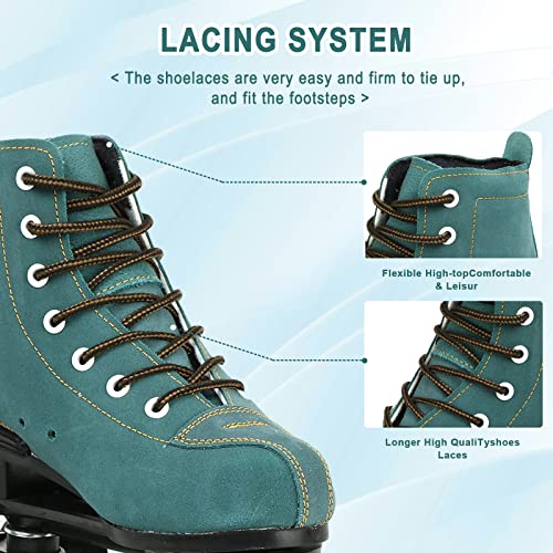Jessie Women’s Roller Skates High Top Double Row Cyan Size 10 (Women) / 8 (Men) Indoor Outdoor