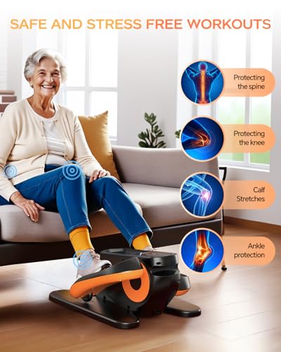 Under Desk Elliptical Machine - Portable Seated Pedal Exerciser with Remote Control