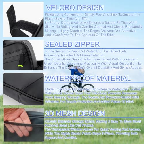 Biuxazi Waterproof Bicycle Frame Bag for Mountain & Road Bikes - Crossbar & Top Tube Storage with Reflective Design