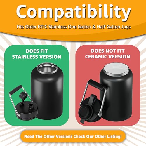 Jmoe USA Replacement Jug Lid Fits RTIC 1 & 0.5 Gallon Stainless Steel (Variation: Stainless Version) BPA-Free