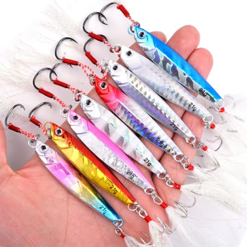 Aorace 10pcs 80G Saltwater Jigging Fishing Lures - Speed & Slow Jigging Tackle