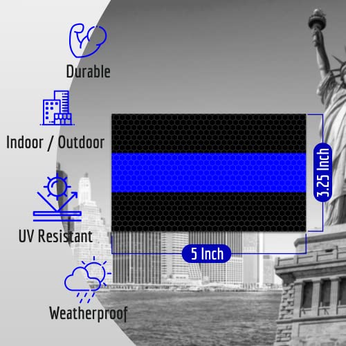 Reflective American Flag Decal - 5x3.25 Inches - Blue Line - 3 Pack
