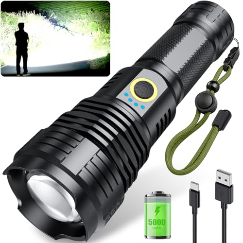 Rechargeable Flashlights 2000.000 High Lumens, Super Bright Flashlight with 10 Modes, LED Tactical Flashlight Waterproof, Powerful for Camping, Hiking, Hunting and Emergencies