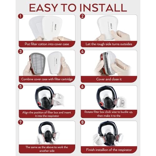 INCLY Full Face Dust Mask, Safe Face Masks Cover Reusable for Against Smoke, Dust, Chemical, Paint, Sanding, Welding, Vapors, Logging