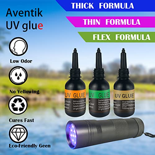 Thick UV Clear Glue for Fly Tying - Tack-Free Formula + 12 LED UV Light