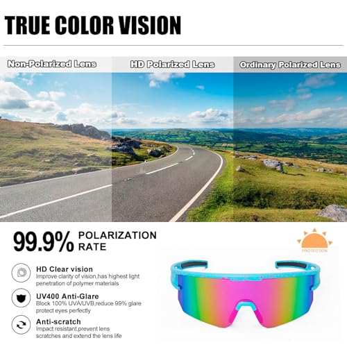 AVV Polarized Running Sunglasses Sky Blue & Pink Lens – Unisex Sports Shades