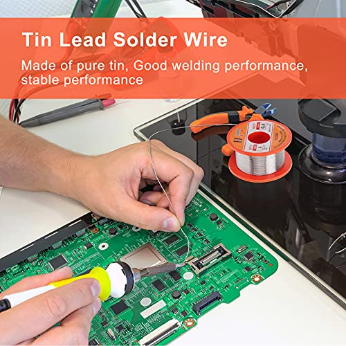 AHIER Solder Tip Cleaner+ Soldering Rosin Flux Paste(0.35 oz / 10 g)+ 60/40 Tin Lead Rosin Core Solder Wire(1.76 oz / 50 g) + 3pcs Replacement Brass Pads, 6 PCS Solder Iron Welding Tool Set