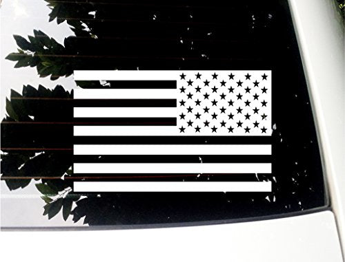 American Flag Vinyl Decal Sticker - 6.5 x 4 Inch Tactical White Pair
