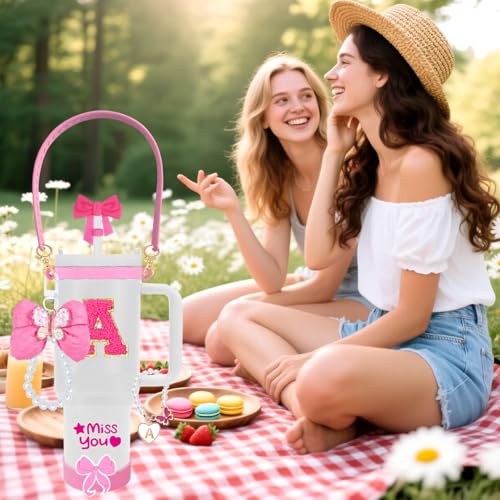 11PCS Tumbler Accessories Set for Stanley Cup - Pink - Handle Strap, Silicone Boot, Straw Covers & Charms