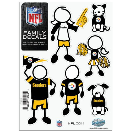 Pittsburgh Steelers Family Decal Set - 6 Repositionable Vinyl Stickers