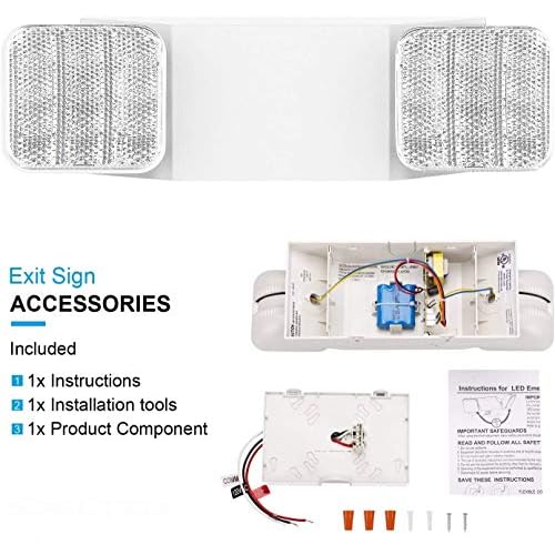 LED Emergency Lighting Fixtures with 2 LED Heads, Commercial Emergency Light with Battery Backup, UL 924 and CEC Qualified, 120-277 Voltage (1-Pack)¡¦