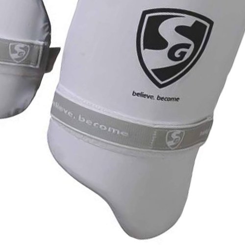 SG Ultimate Combo Thigh Guard | White | Men RH | Polyester | Men | Customised Adjustment | Thigh & Inner Thigh Guard | Comfort-Fit Elasticated Straps | Fully Adjustable | Secure Fit