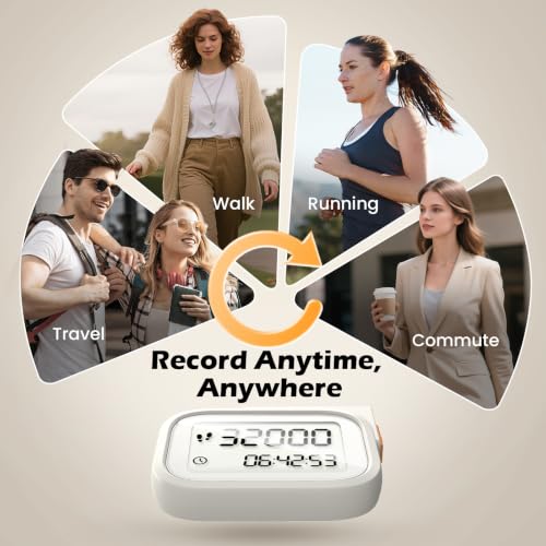 Accurate 3D Pedometer with Lanyard - Off-White Fitness Tracker