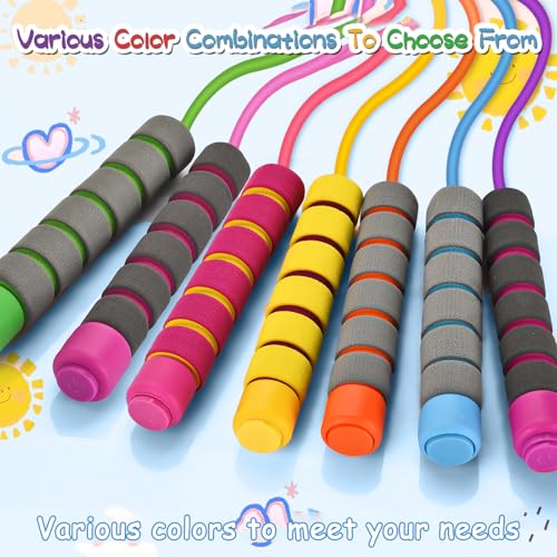 Adjustable Kids Jump Rope with Foam Handles - Rose Pink & Blue