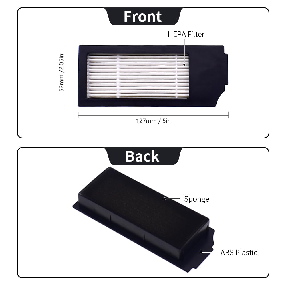 Neutop Replacement Parts Compatible with Ecovacs Deebot X1 Plus/Turbo/Omni, T10 Plus/Omni, Robot Vacuum Accessories 1 Roller 4 Filter Sets 6 Side Brushes.