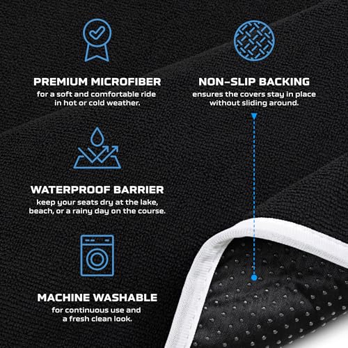 Dryva Waterproof Golf Cart Seat Cover Black – EZGO TXT RXV/Club Car DS Precedent, Non-Slip, Washable