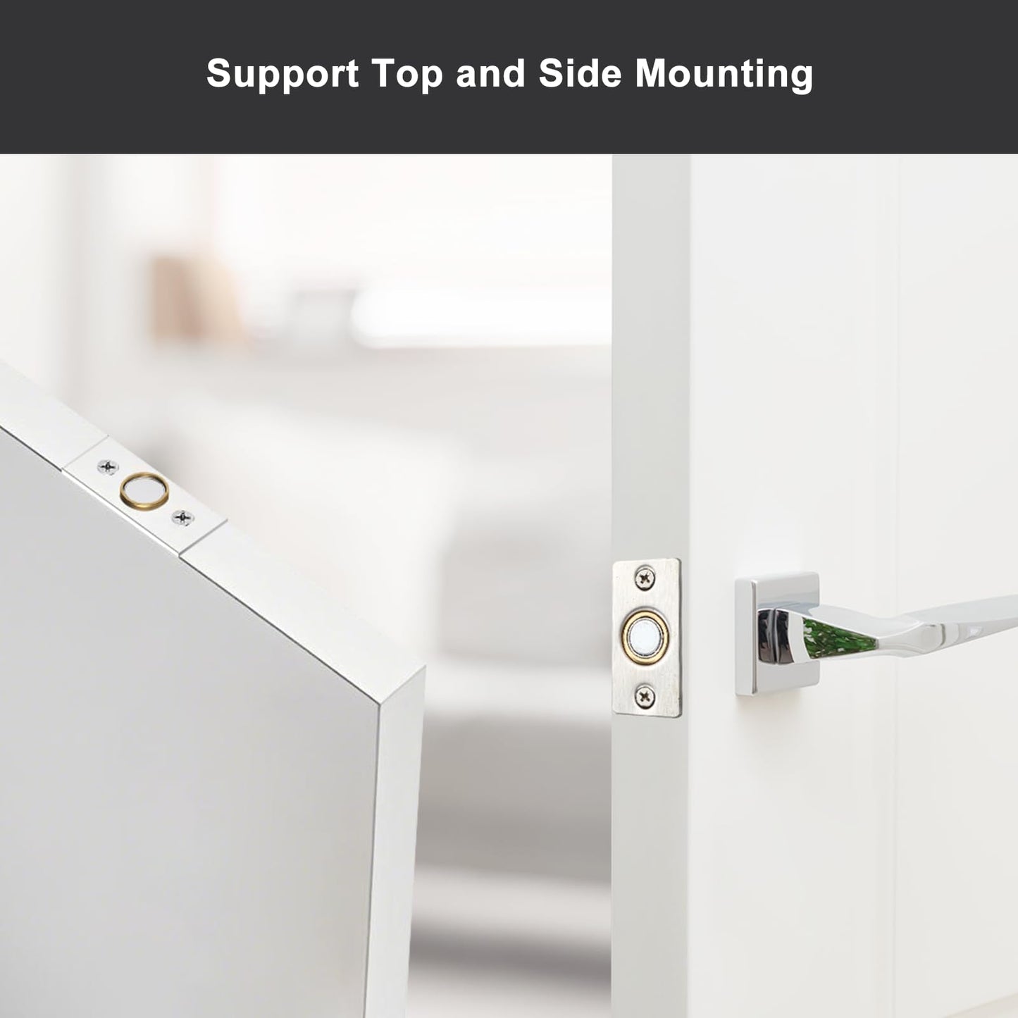 Closet Magnetic Door Catch, Strong Magnetic Ball Catch for Top of Door, Ball Catch Replacement, Adjustable Magnetic Door Latch, Silver Door Magnet, 2 Pack French Ball Catch for Top of Door