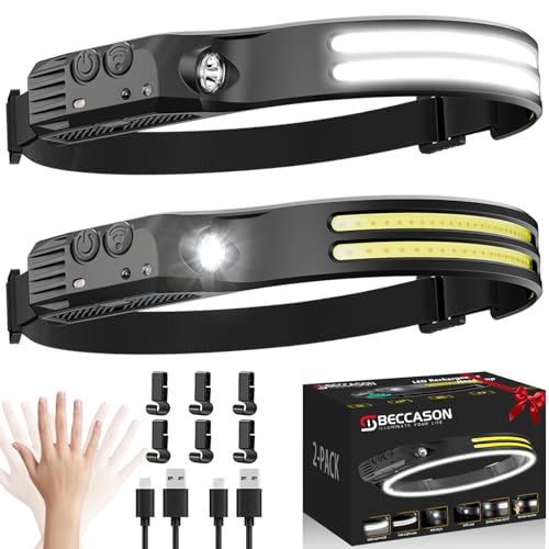 230° LED Headlamp Flashlight - 2PCS Rechargeable Head Lights