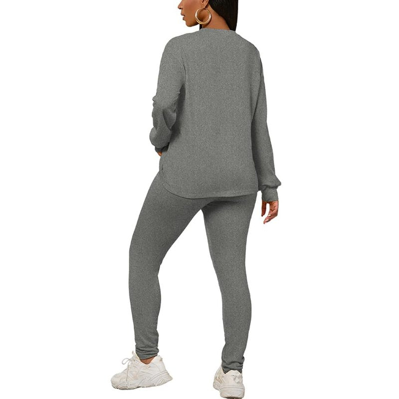 PINSV Womens 2 Piece Outfits Long Sleeve Sweatsuits Outfits Jogging Suits Sweat Loungewear Sets Black A S