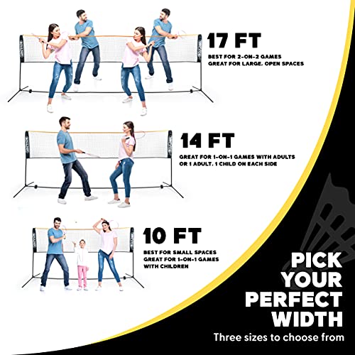 Portable Badminton Pickleball Net - 10ft Black, Adjustable Height