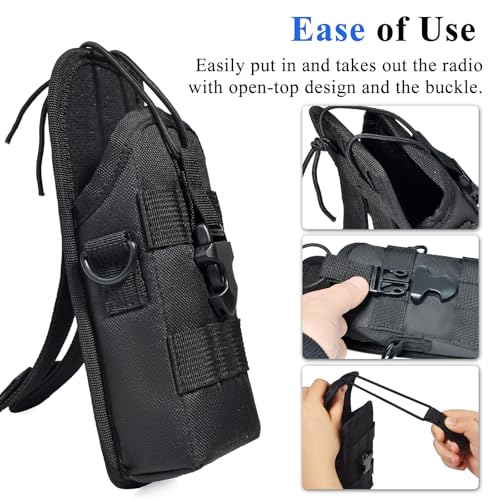 Heavy Duty Molle Walkie Talkie Holster with Adjustable Strap & Webbing Loops