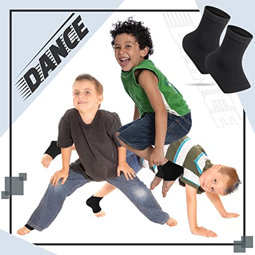 3 Pairs Girls Ankle Brace Compression Sleeves - Medium/Black