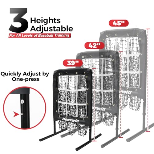 Bearwill 9-Hole Pitching Net with 18x22 Strike Zone — 39/42/45in Adjustable, Easy Setup