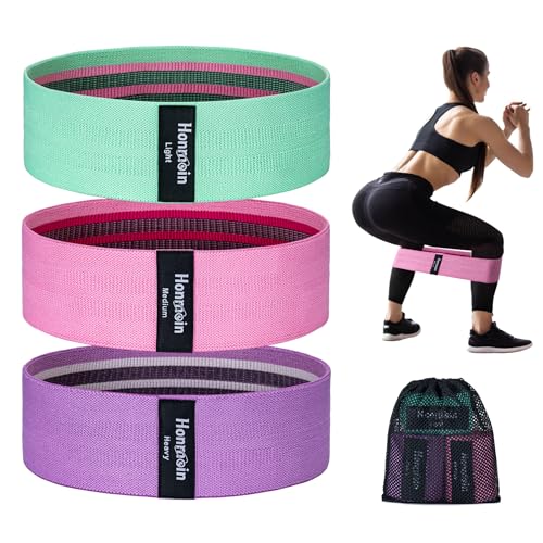 Resistance Bands Set - 3 Levels of Fabric Exercise Bands - Assorted