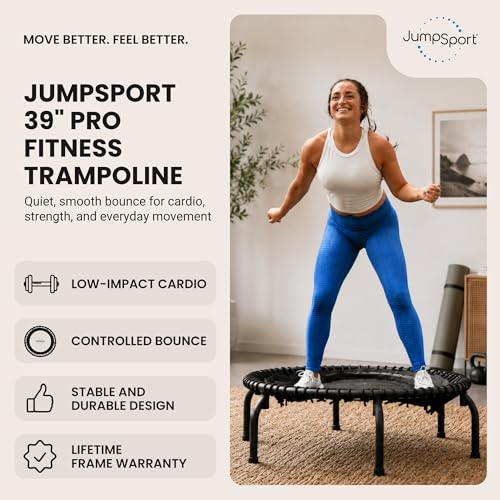 39-Inch Fitness Trampoline - Indoor Rebounder, 300 lb Capacity - Matte Black