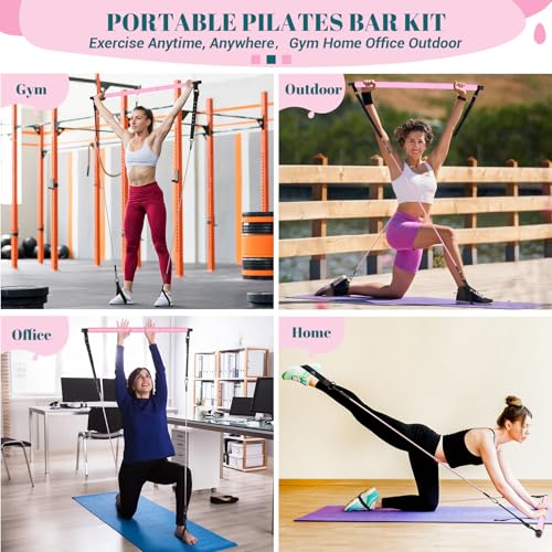 Pilates Bar Kit with Resistance Bands for Full Body Workouts